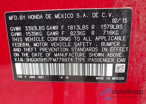 2015 Honda Fit Lx z USA, uszkodzony, nr VIN 3HGGK5H57FM778874